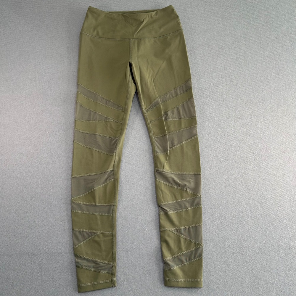Victoria Sport Leggings Womens Small Olive Green Mesh Panel Knockout Tight